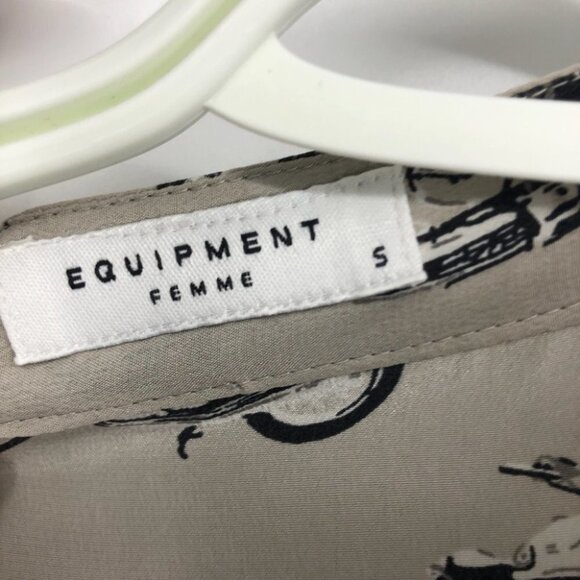 Equipment Ryder Silk Motorcycle print sleeveless shirt dress  small tan black - Picture 5 of 16